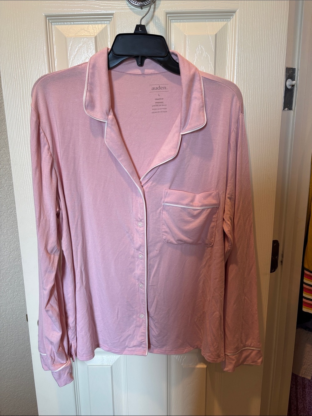 Auden Target Pink Cloud Knit Modal Button Down Pajama Top Notch Collar L